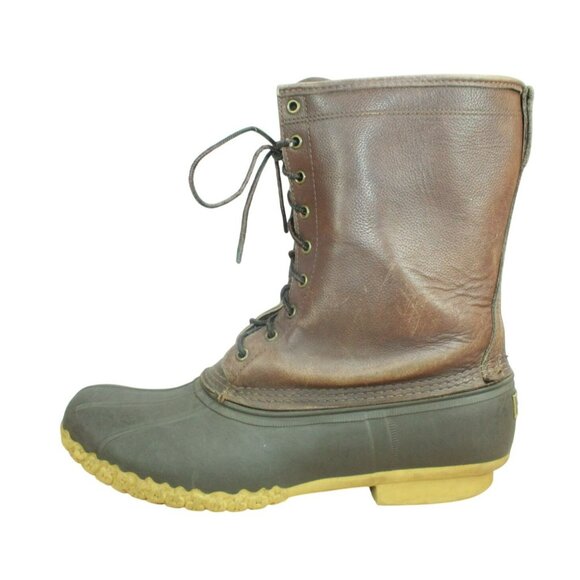 LL Bean Brown Leather Lace Up Gore-Tex Insulated Hunting Duck Boots Size 14 M - Picture 1 of 11